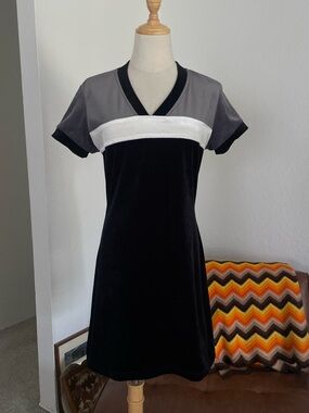 Vintage 1990s Vibe Skater Soft Grunge Velour Velvet Shirt Dress